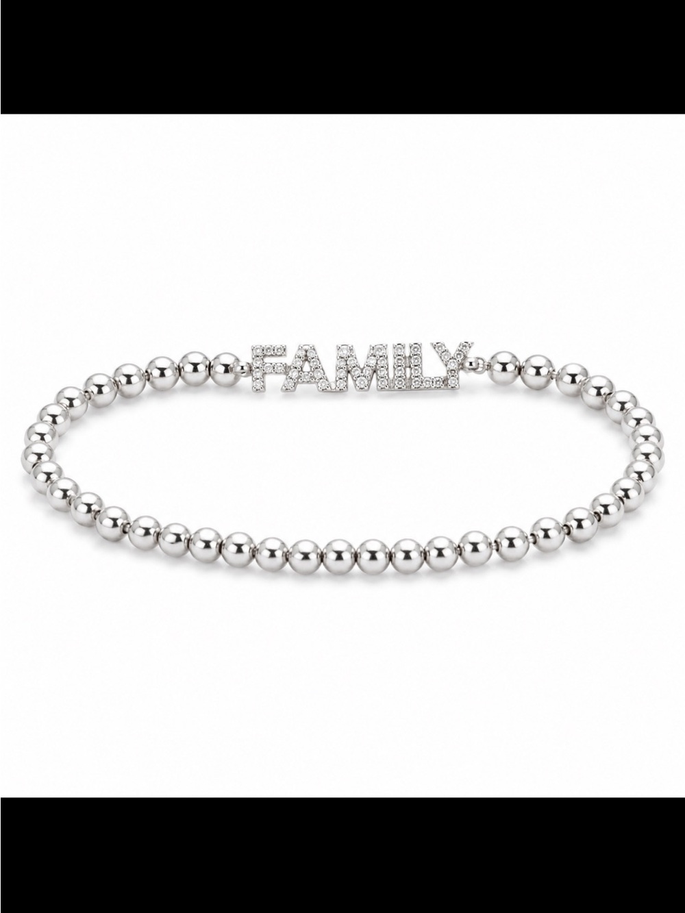 Marlyn Schiff Silver 'FAMILY' Beaded Bracelet NEW